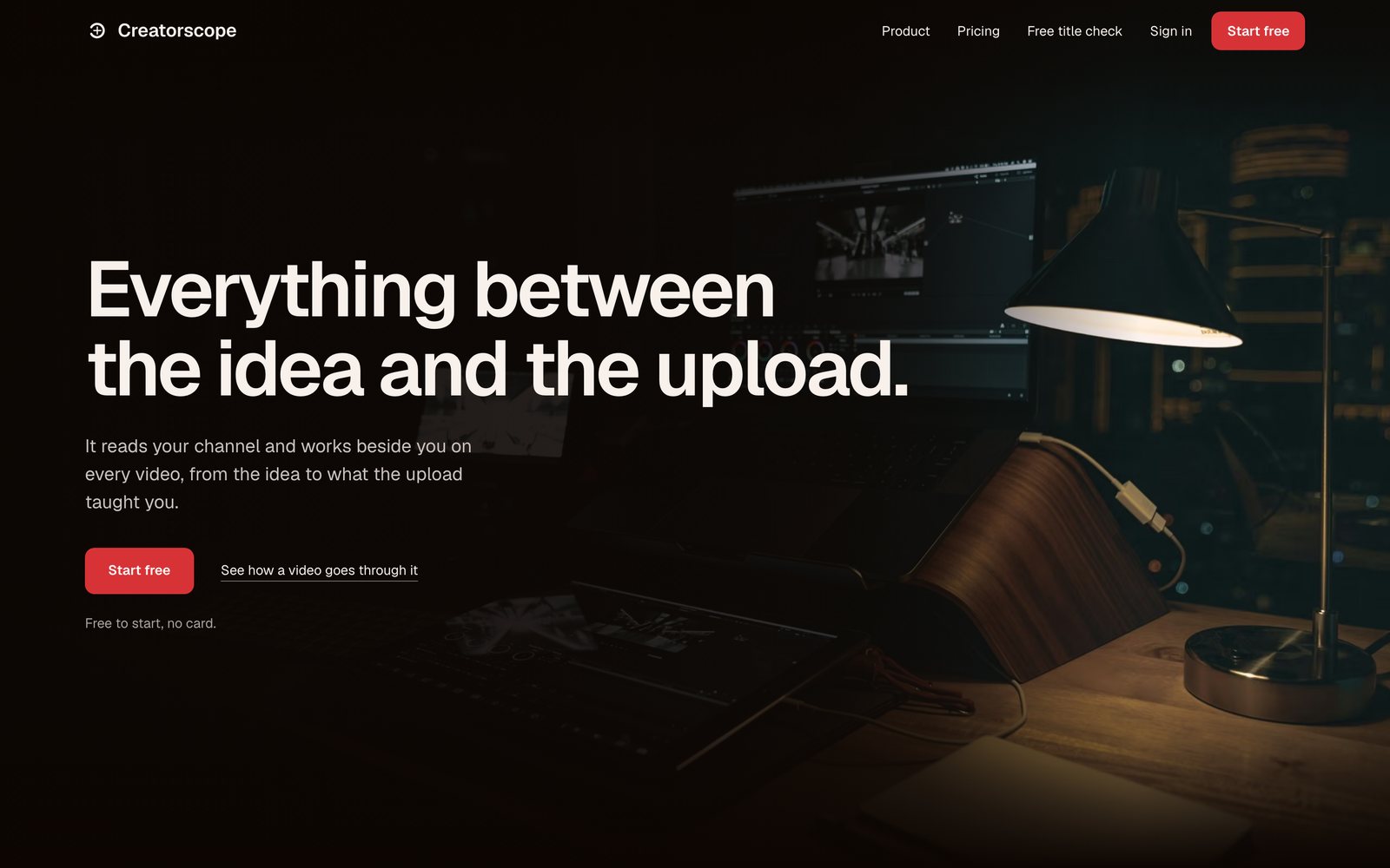The front page of CreatorScope, a studio for YouTube creators